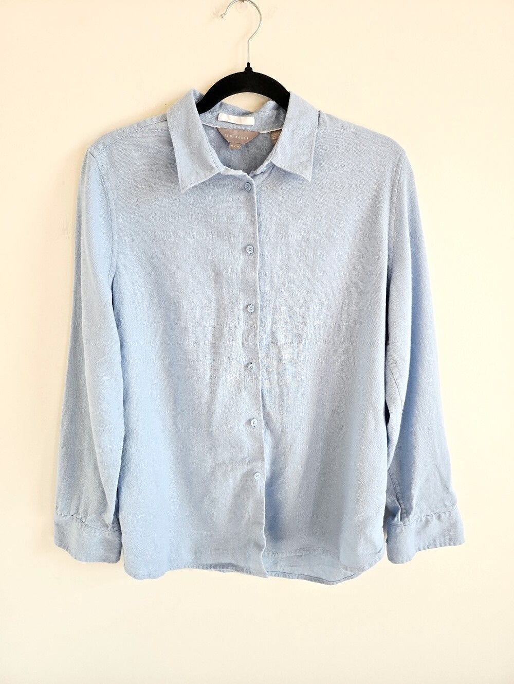 TED BAKER | M Linen Blend Button Down Shirt | sky blue